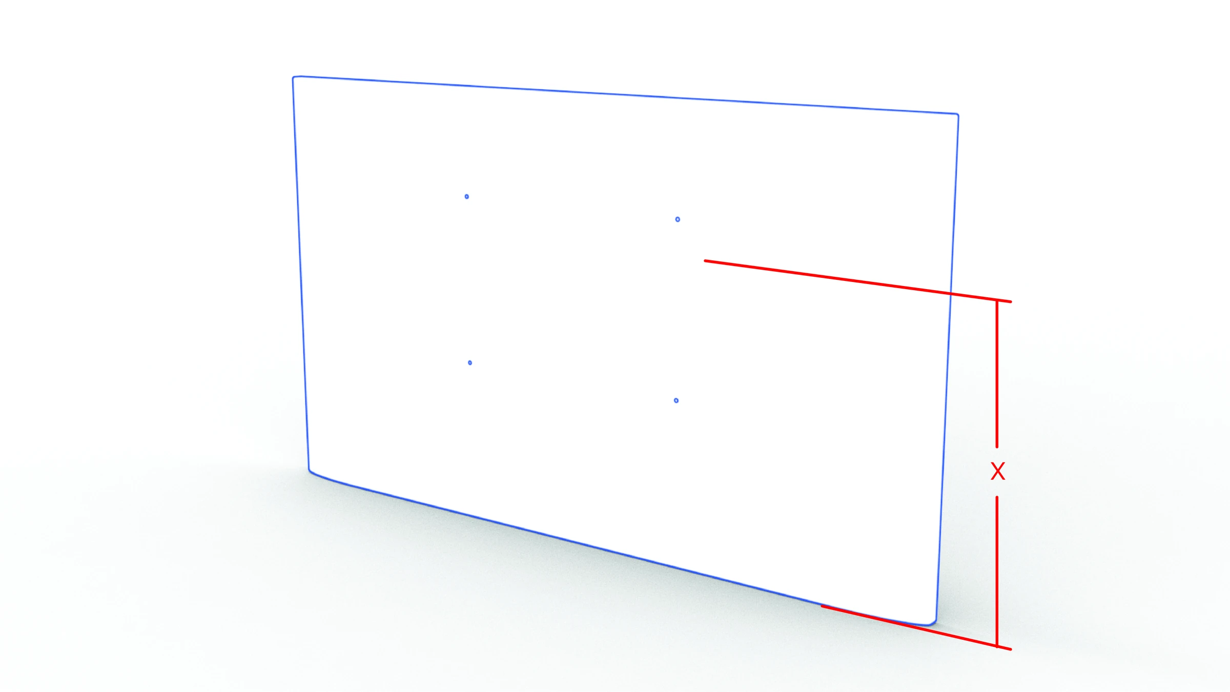Measurement X transferred upward from the bottom of the right-hand display.