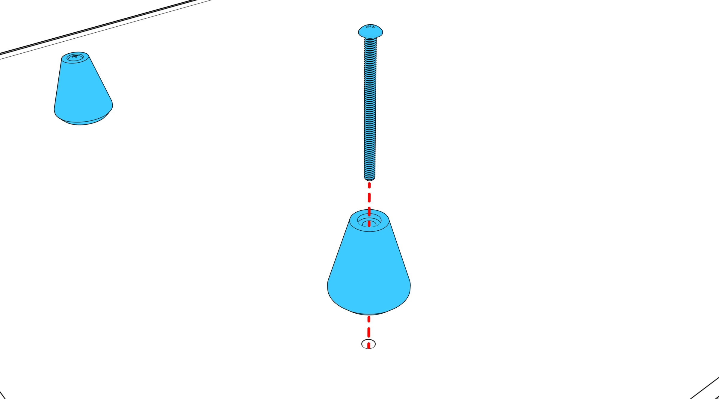 Close-up showing a mounting screw passing through a conical anchor into the back of the panel.