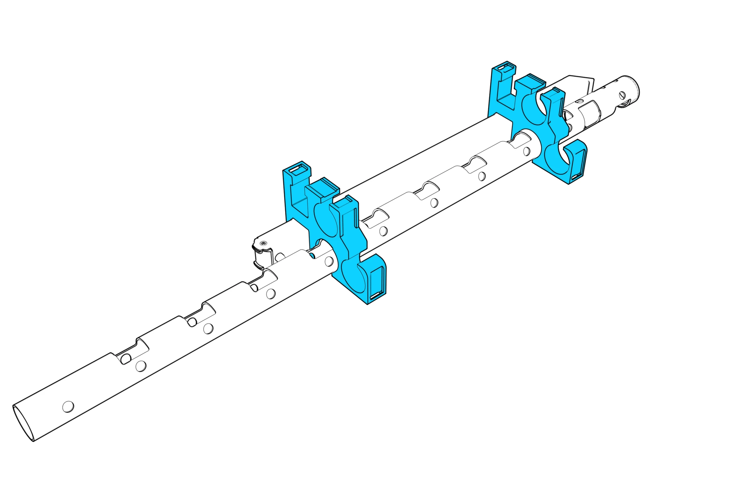 Two storage rings fitted around a leg and beam.