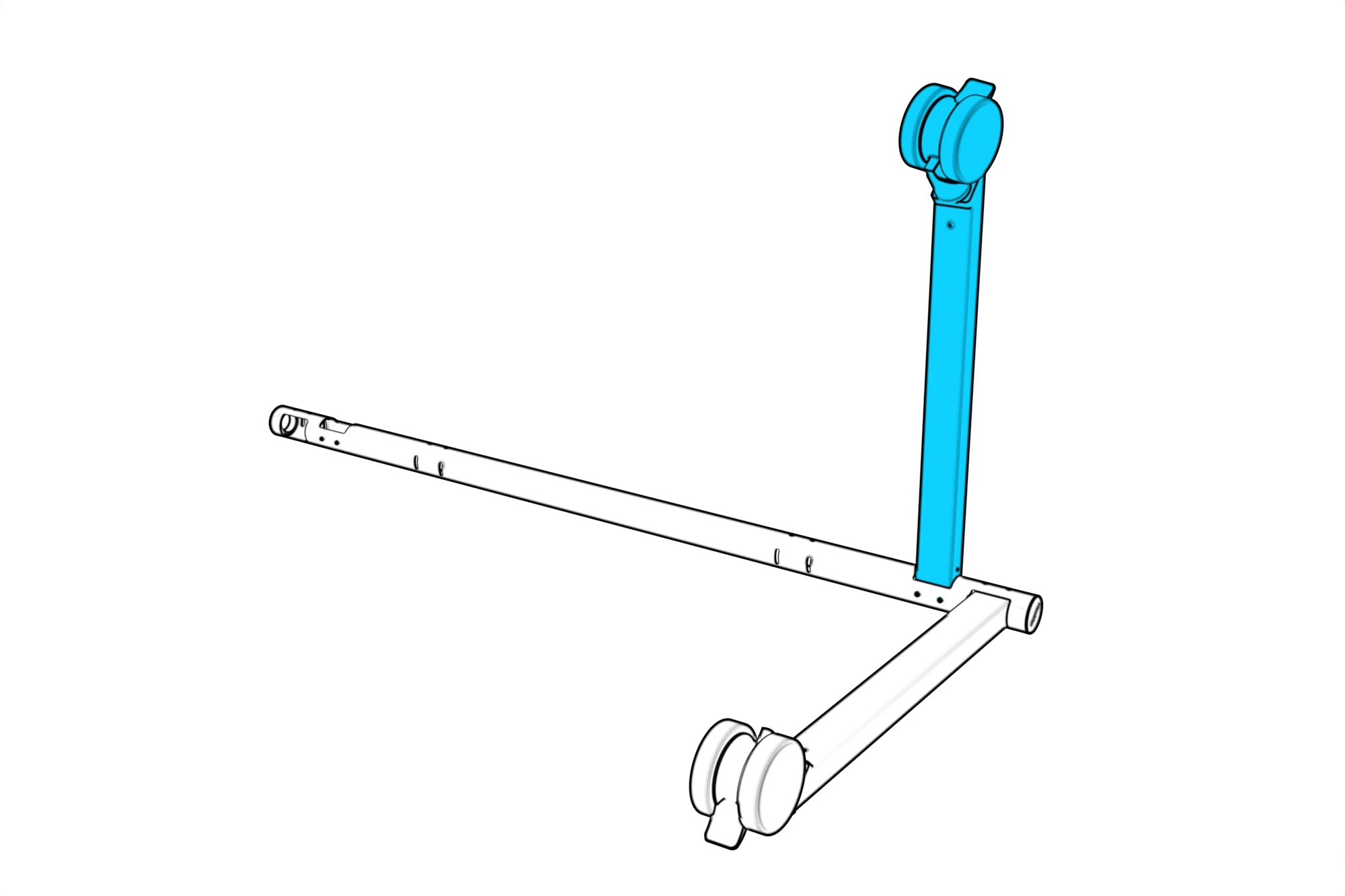 Rear leg installed while the beam rests on the first leg.