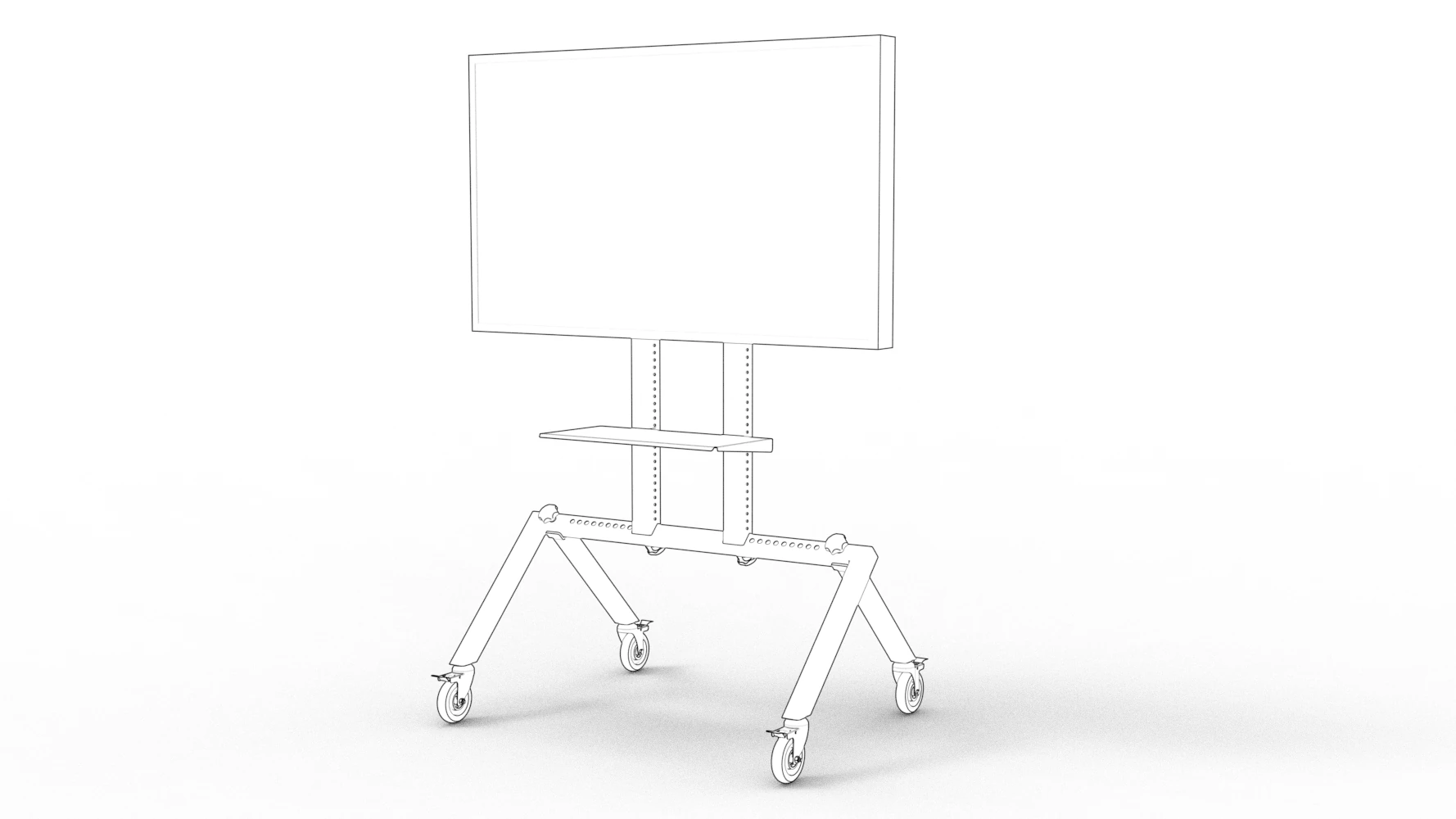 Complete AV cart with its device shelf positioned below the display.