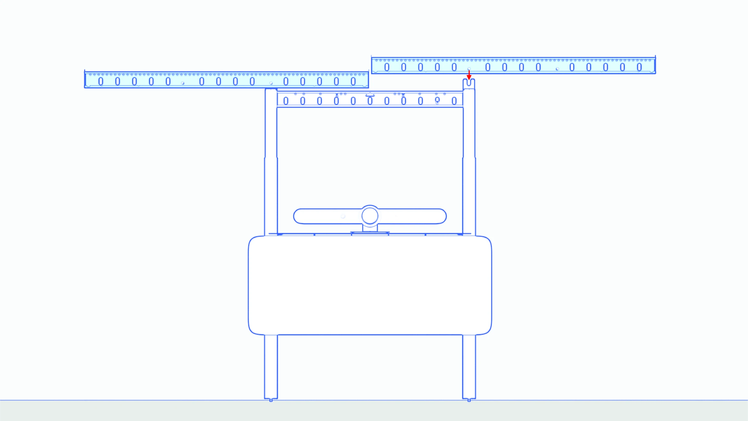 Two dual-display bars aligned with the top corners of the AV Wall structure.