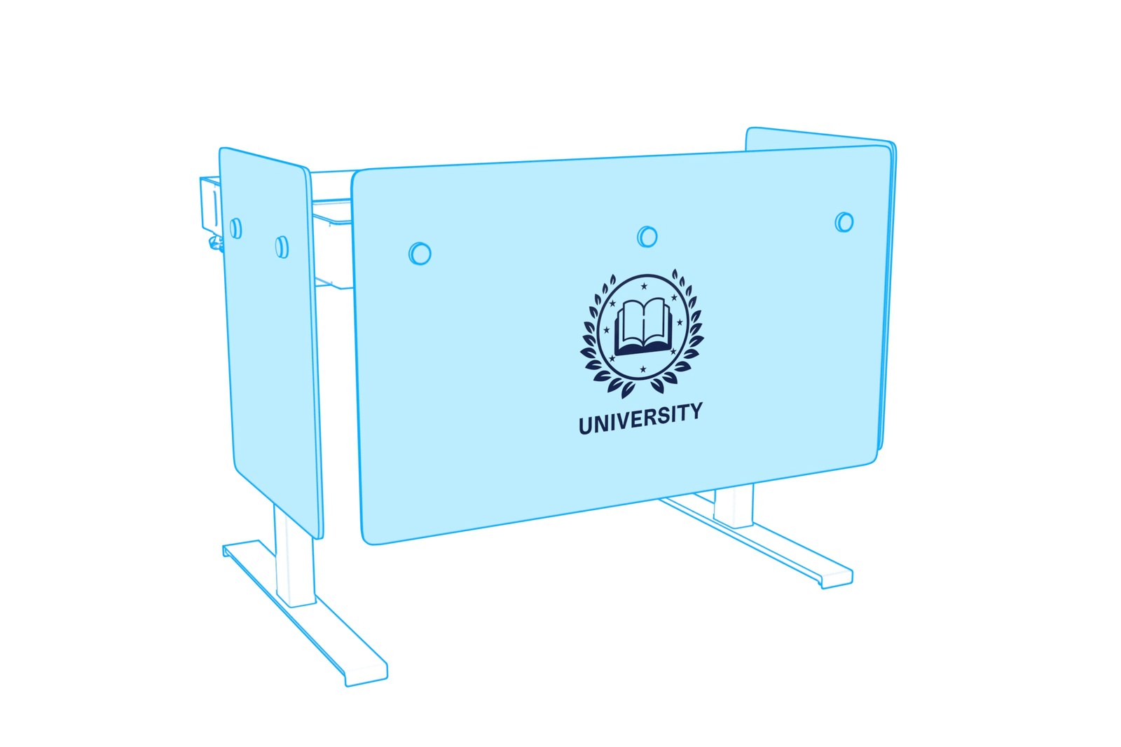 Animation showing protective film removed from the printed logo on the installed front panel.