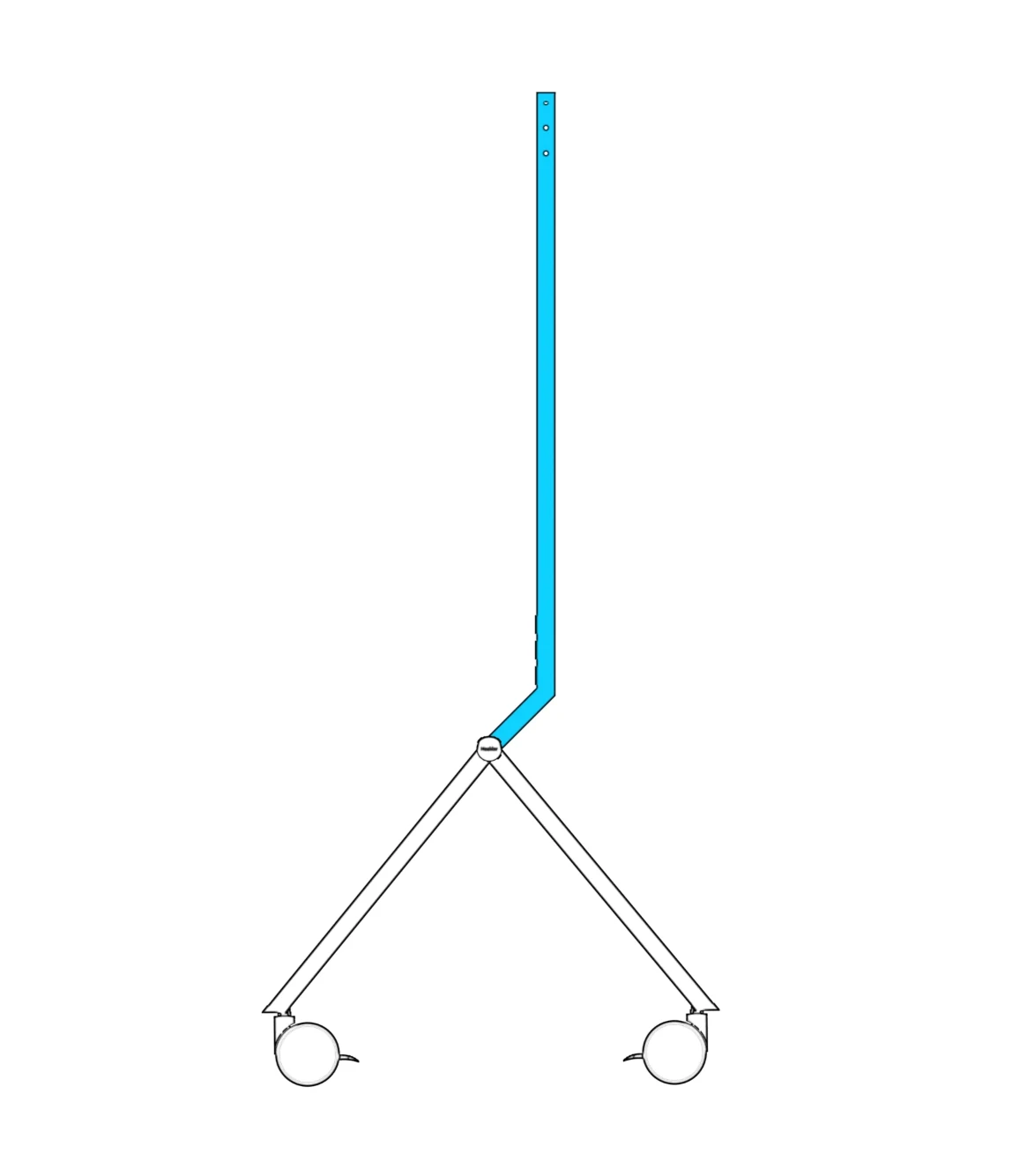 Side view of a column held upright as it approaches the beam.