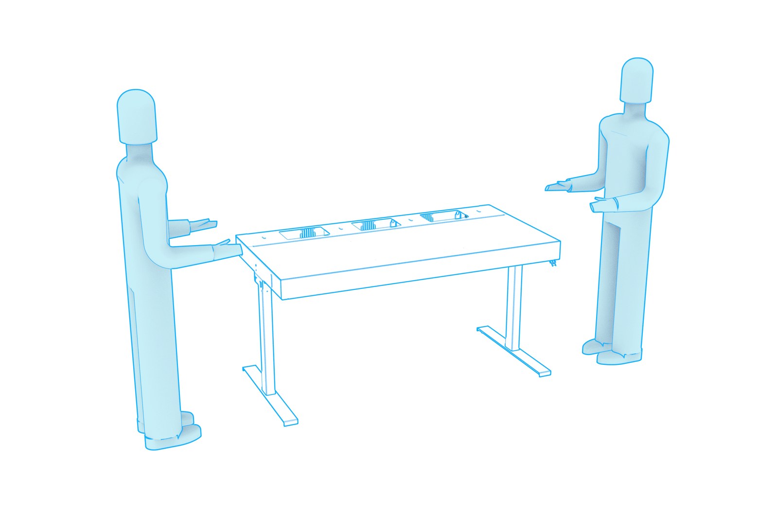Animation showing the carton bottom lifted away from the upright lectern.