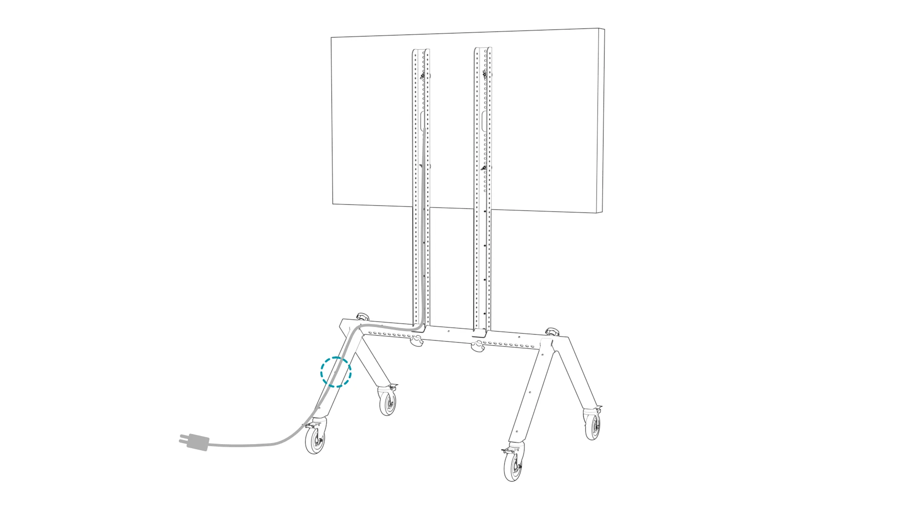Rear leg with a cable anchor location circled.