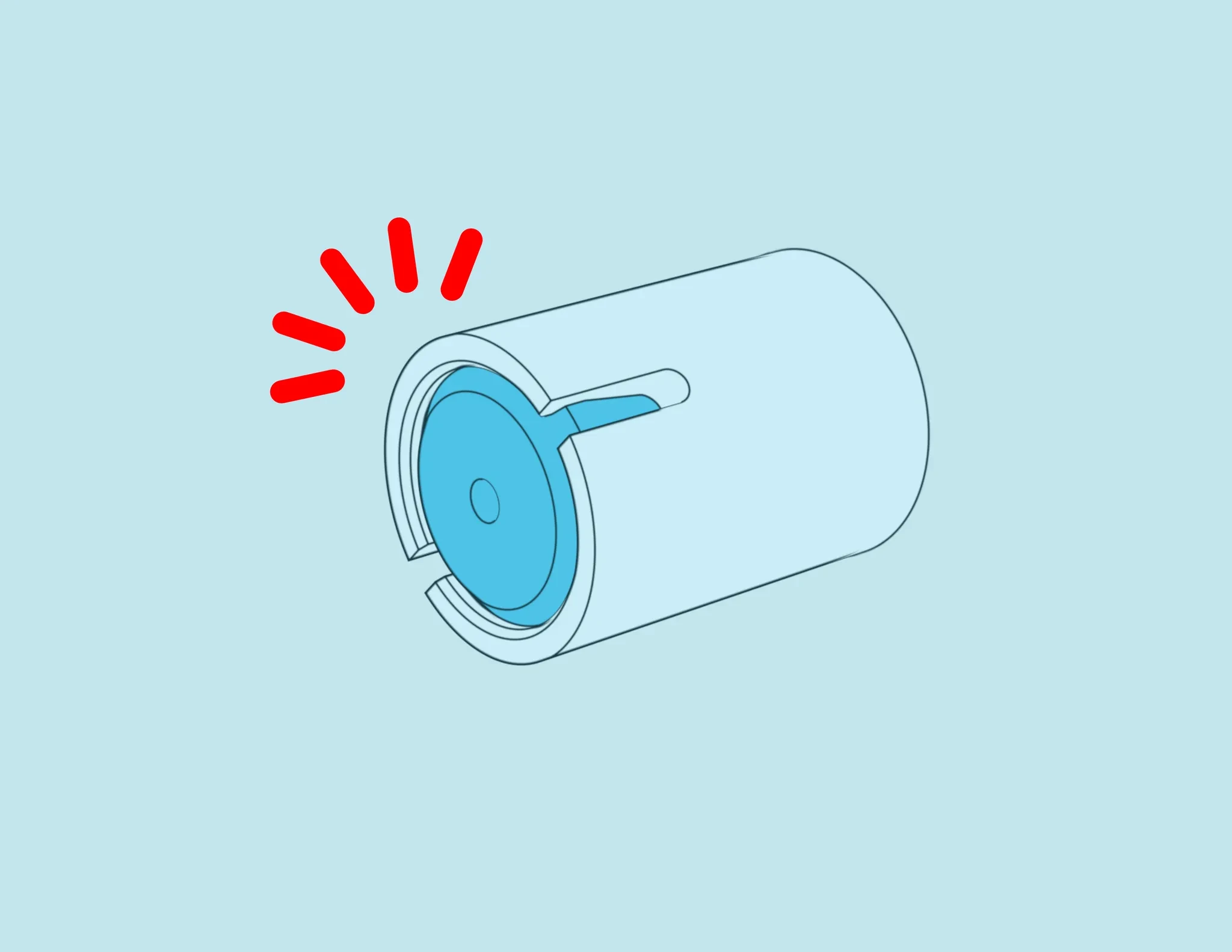 Close-up of a conical panel anchor seated inside a wall cup, with a click symbol.