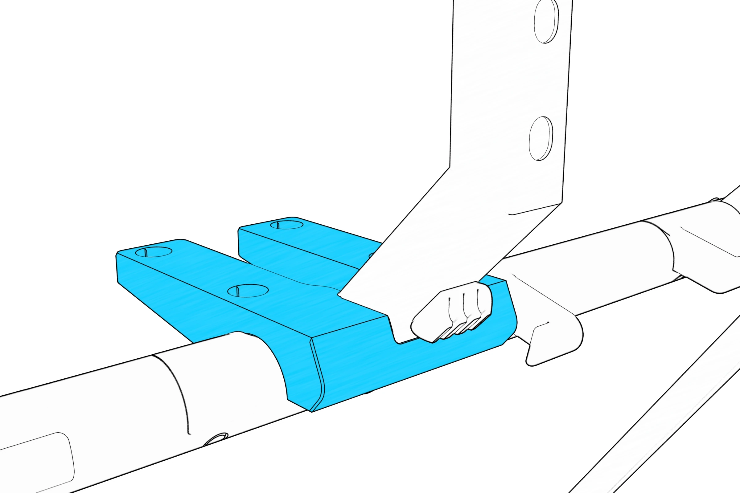 Shelf fitted around the column and seated on the beam.