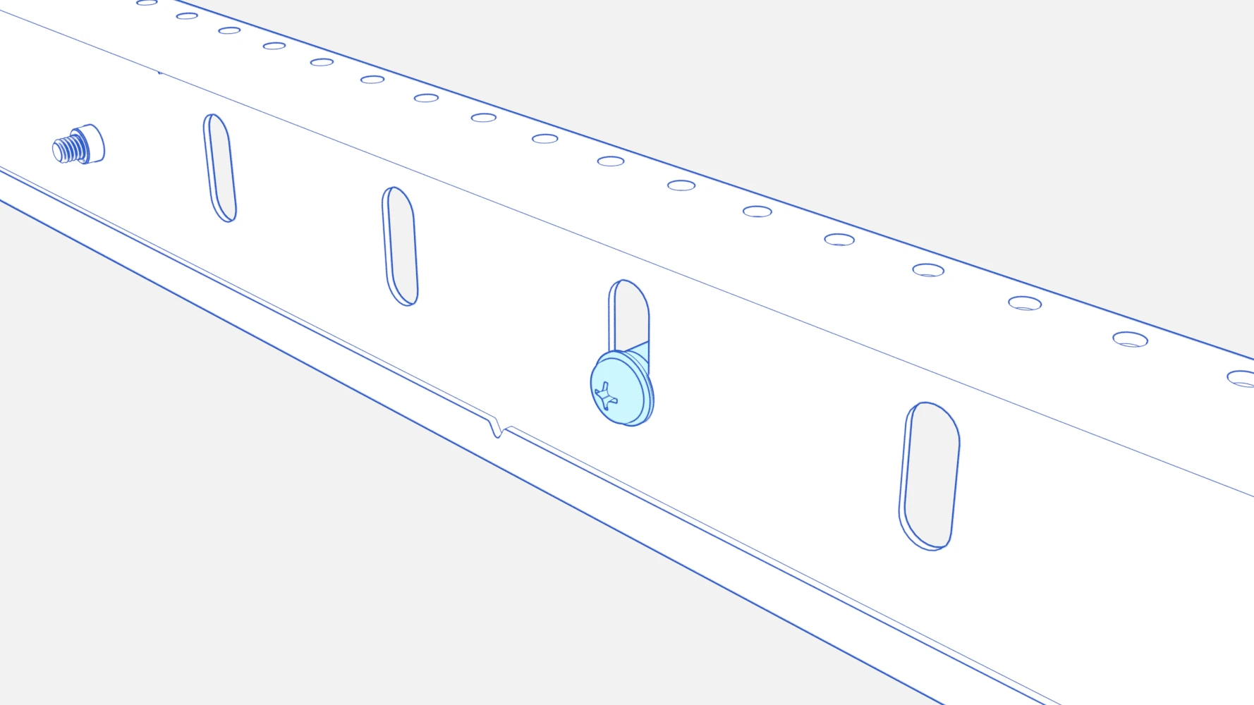 Completed wall-anchor connection within the bar’s vertical slot.