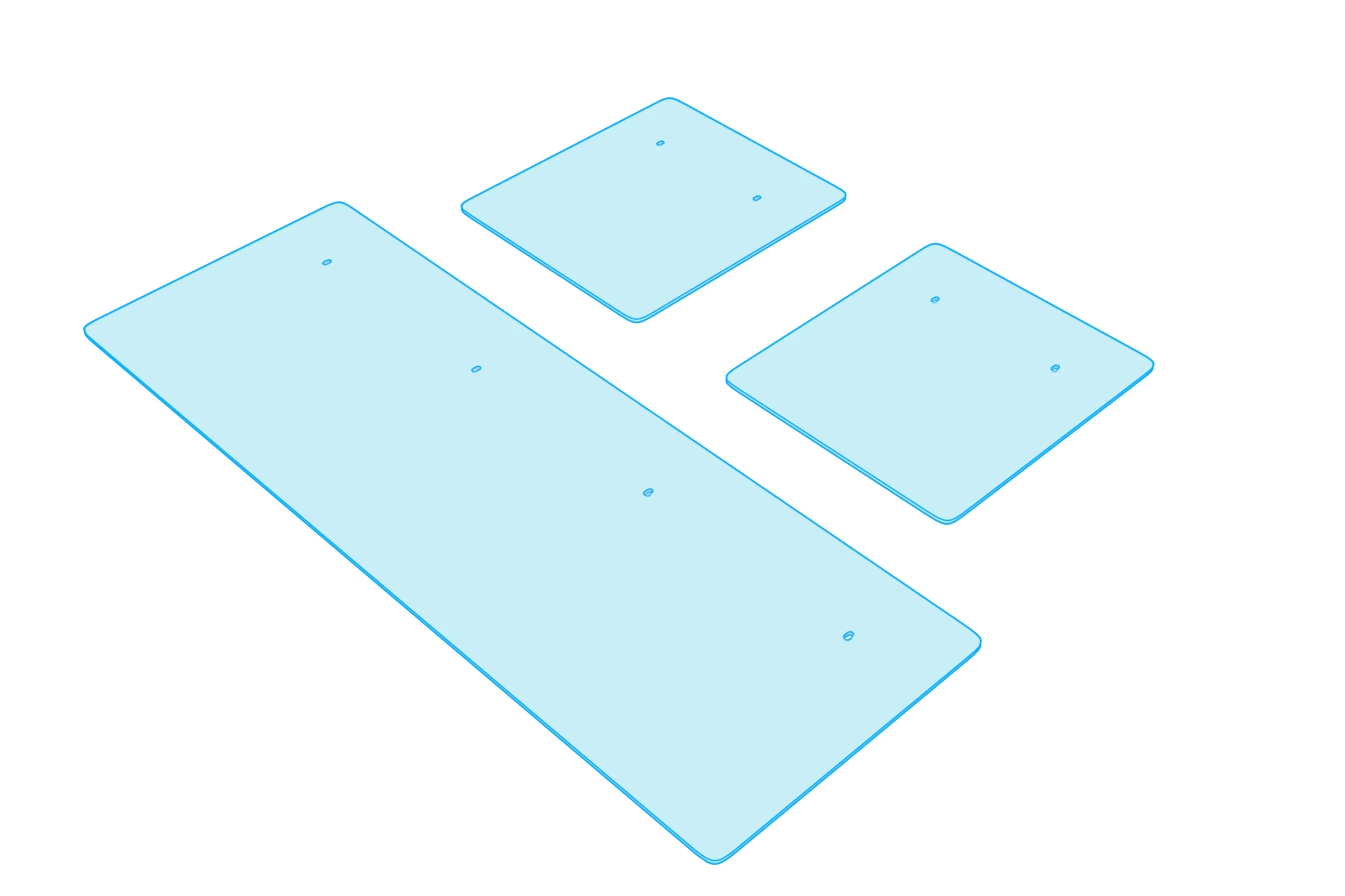 One large front modesty panel and two smaller side panels.