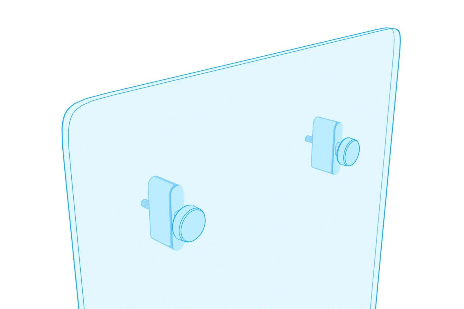 Animation showing thumbscrews passing through the panel and its installed spacers.