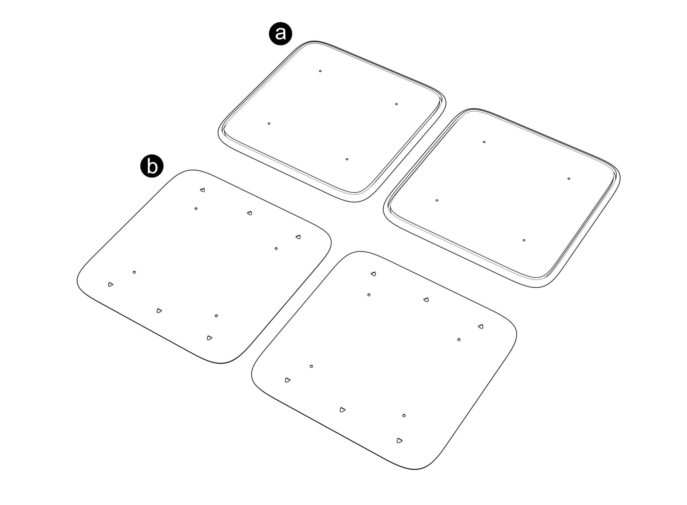 Two ADA panels and two installation templates labeled a and b.