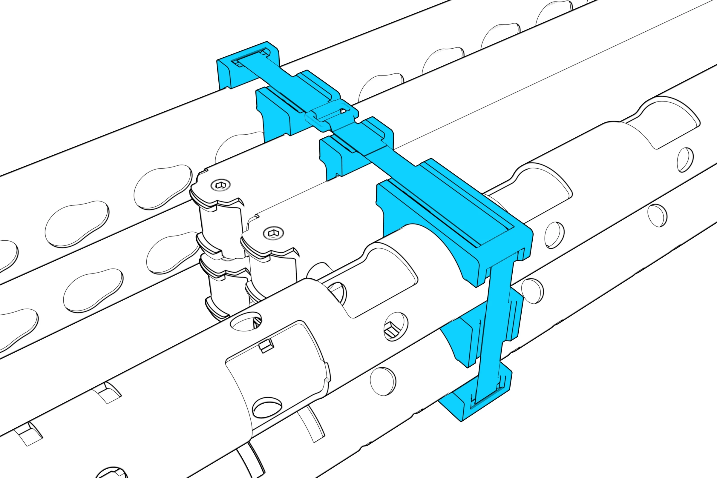 Close-up of a tightened strap and buckle securing the packed stand.