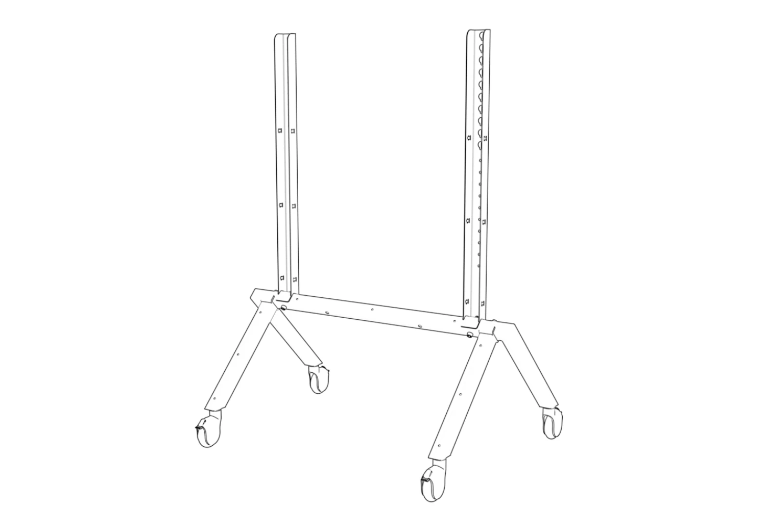 Two display rails installed on the cart base.