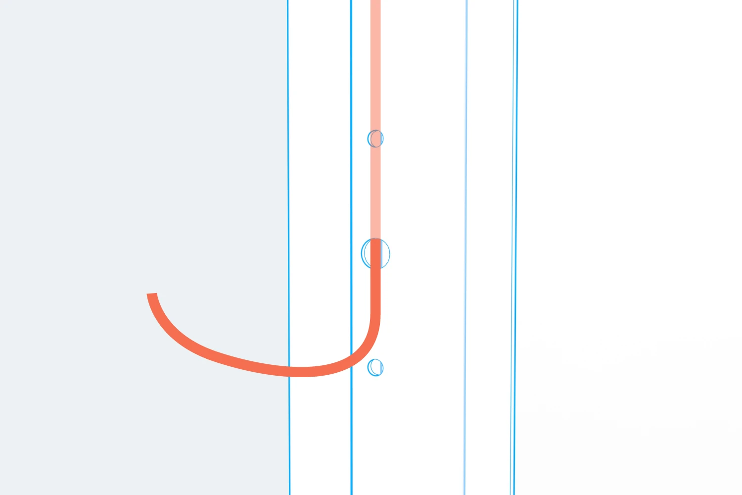 CAT cable emerging through the center hole in the mullion.