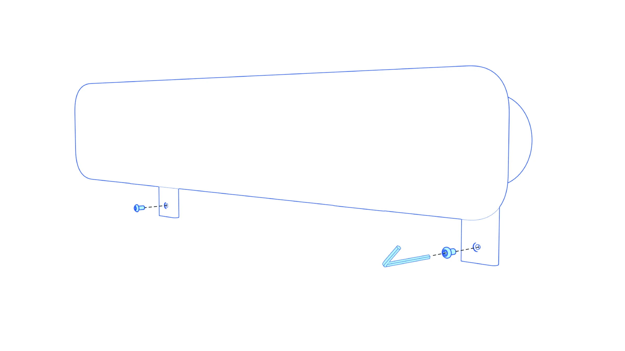 Two mounting screws aligned with the Google Meet Audio Bar brackets.