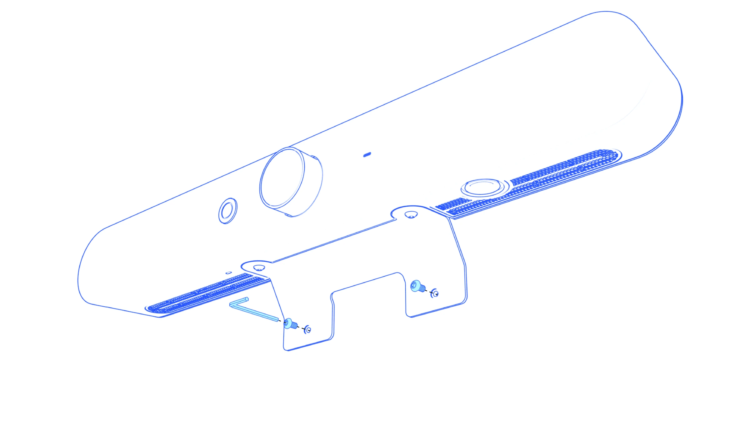 Two mounting screws aligned with the installed Rally Bar bracket.