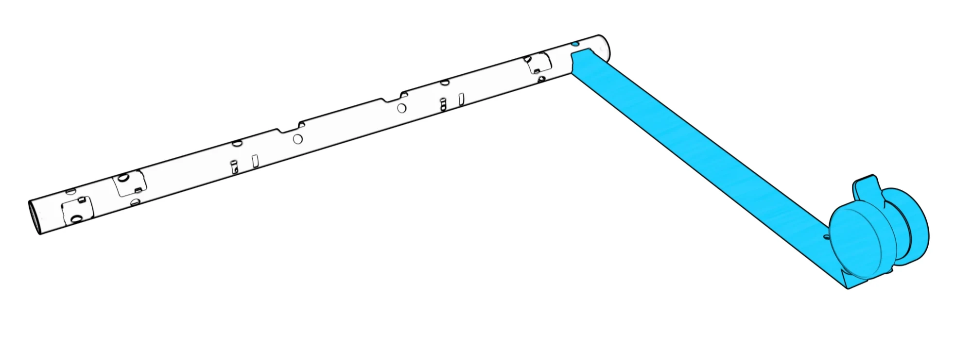 First leg aligned with a socket at the end of the beam.