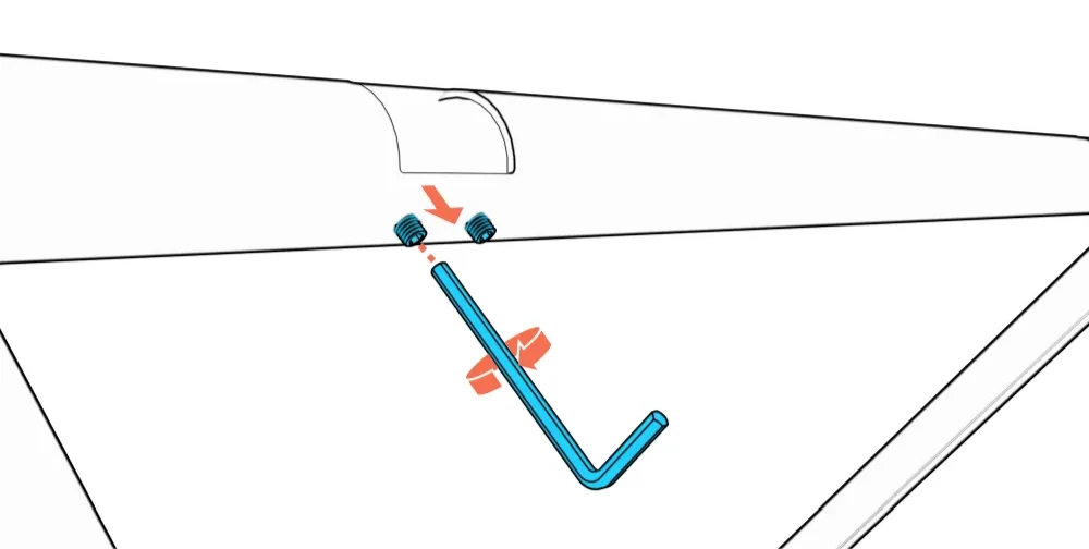 Hex key backing out the two set screws beside a column socket.