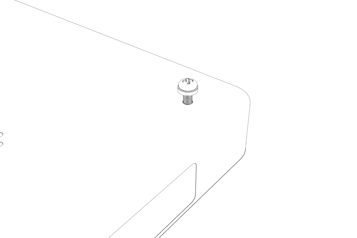 Close-up of a display mounting screw partially inserted with exposed thread beneath its head.