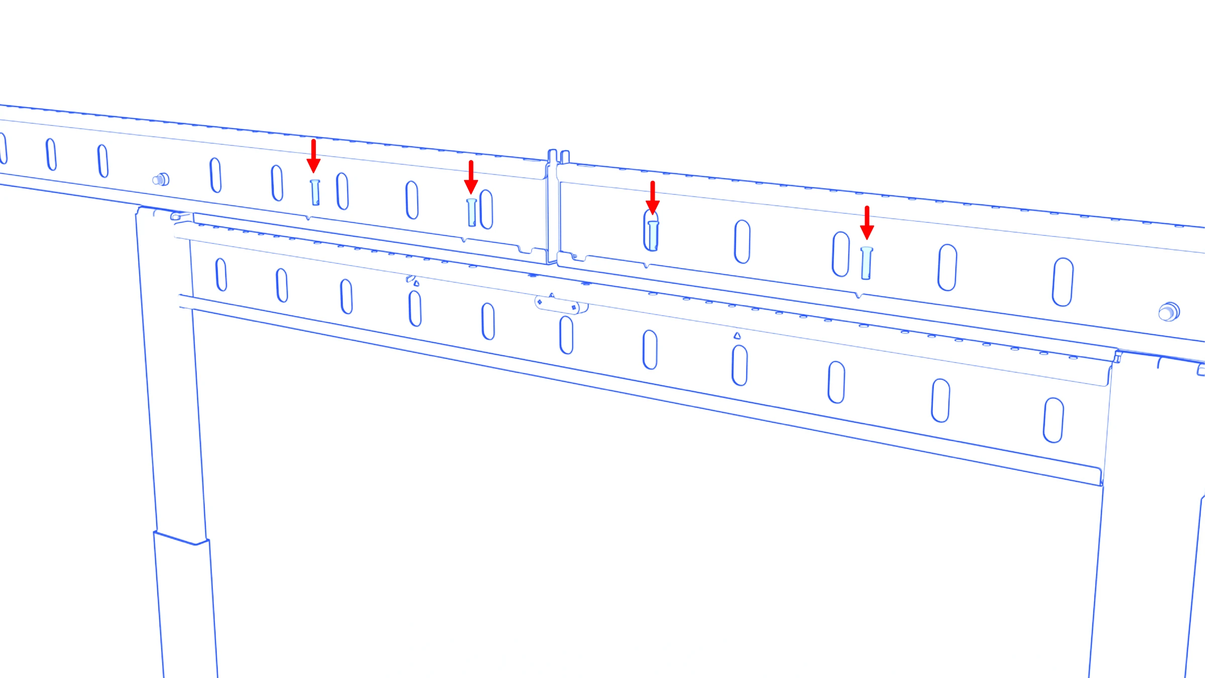 Four safety-pin positions highlighted across the two bars.