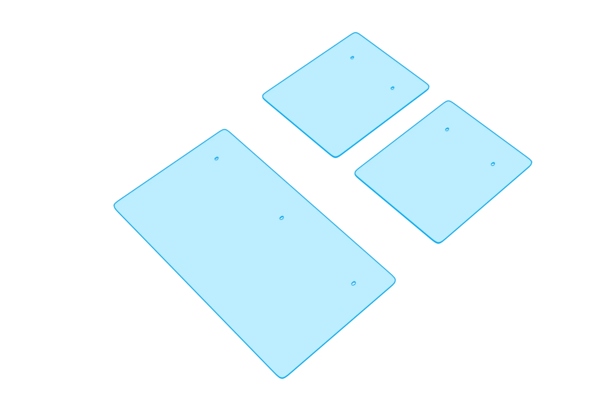 One large front modesty panel and two smaller side panels.