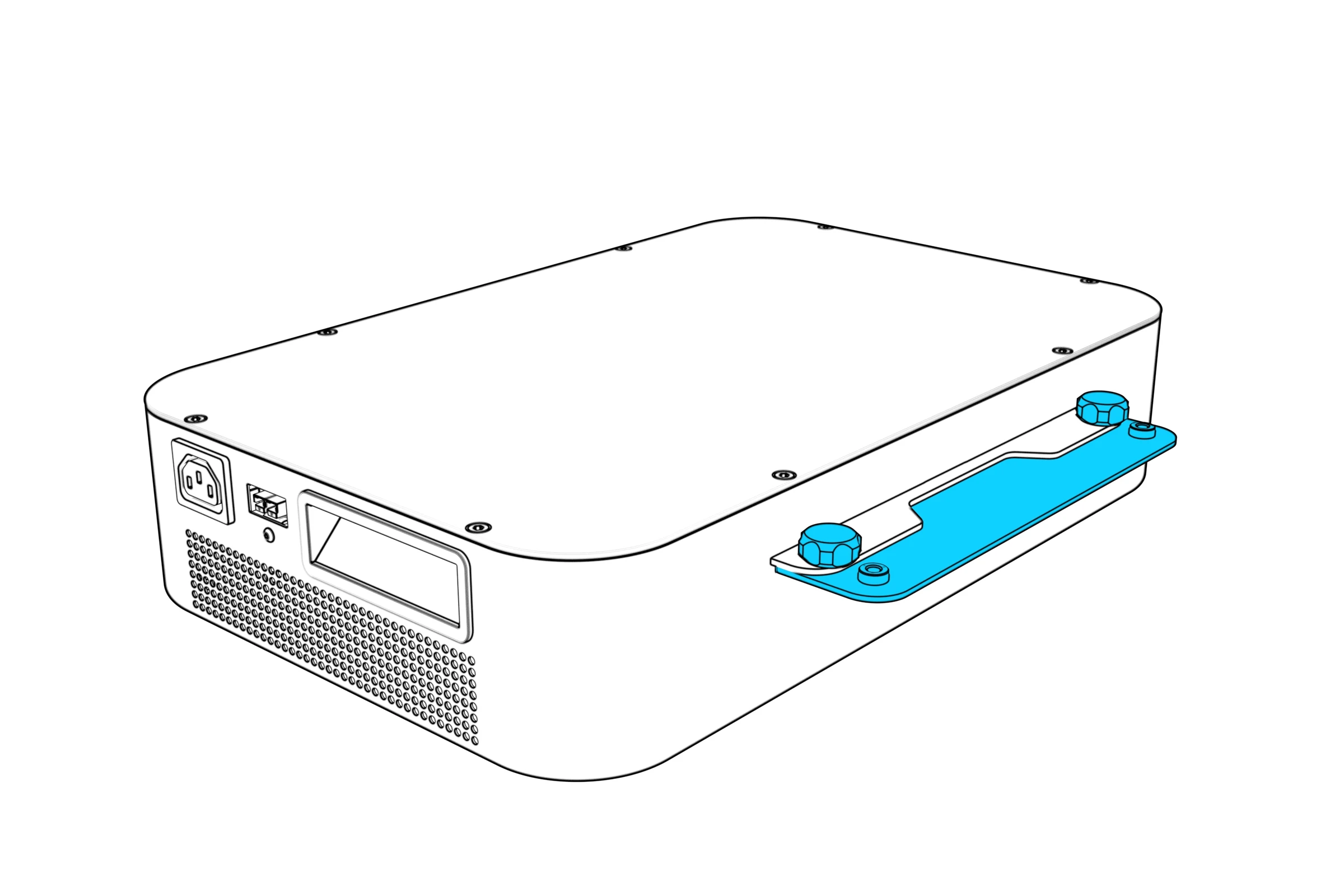 First battery bracket fastened to the battery.