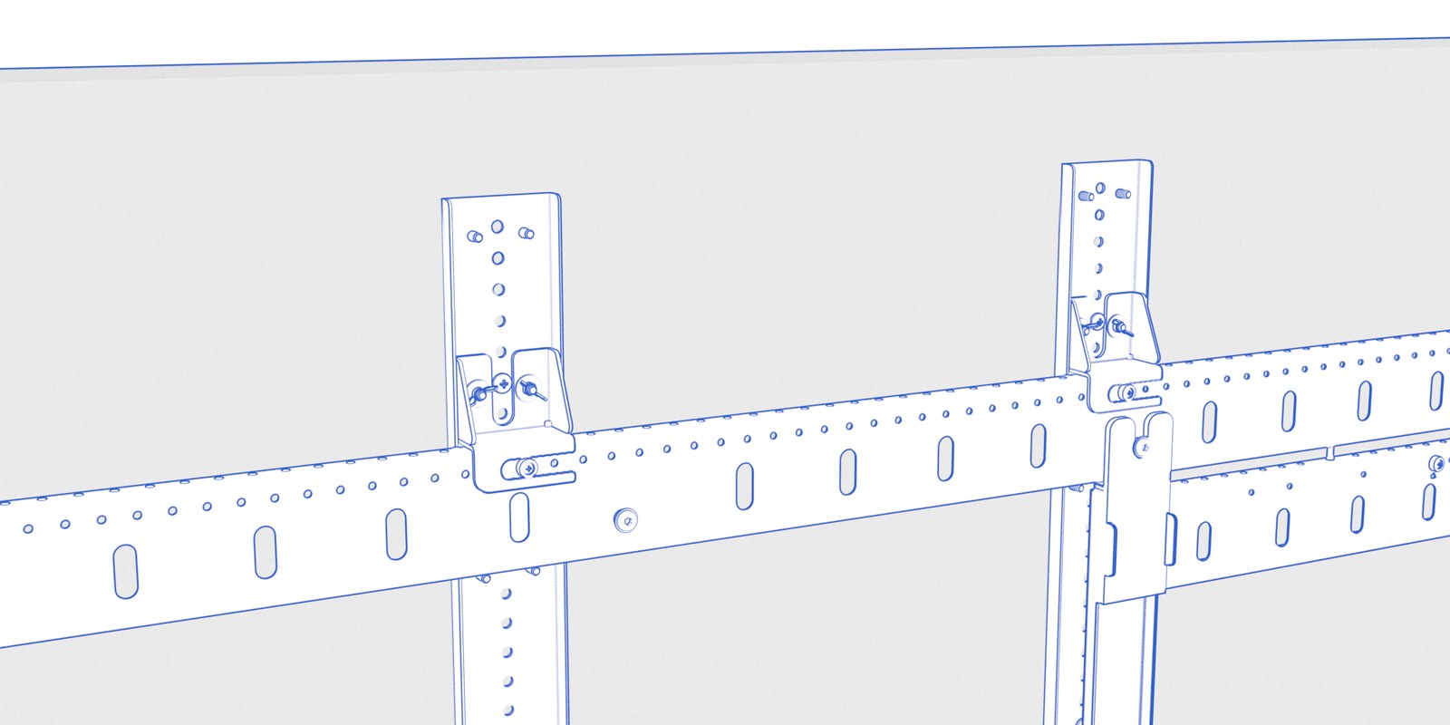 Rear animation showing the right-hand display hooks engaging the locking bumpers.