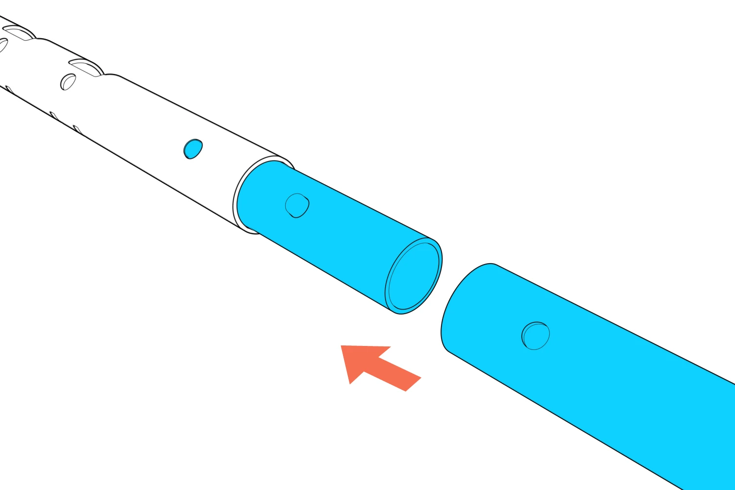 Second beam half aligned with the exposed coupler.
