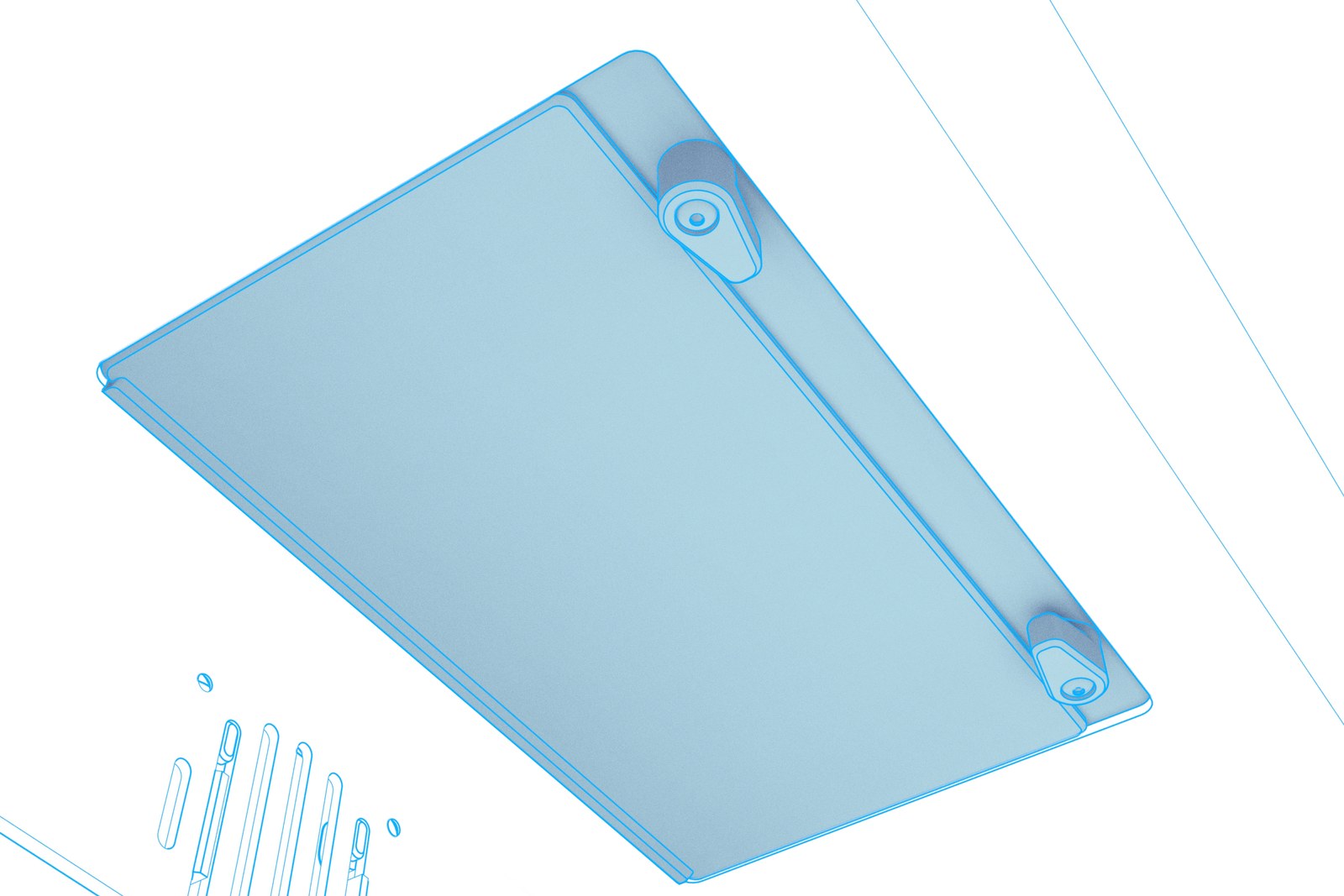 Animation showing the cover’s rear lip tucked beneath the console edge while the retaining tabs remain parallel to the front edge.