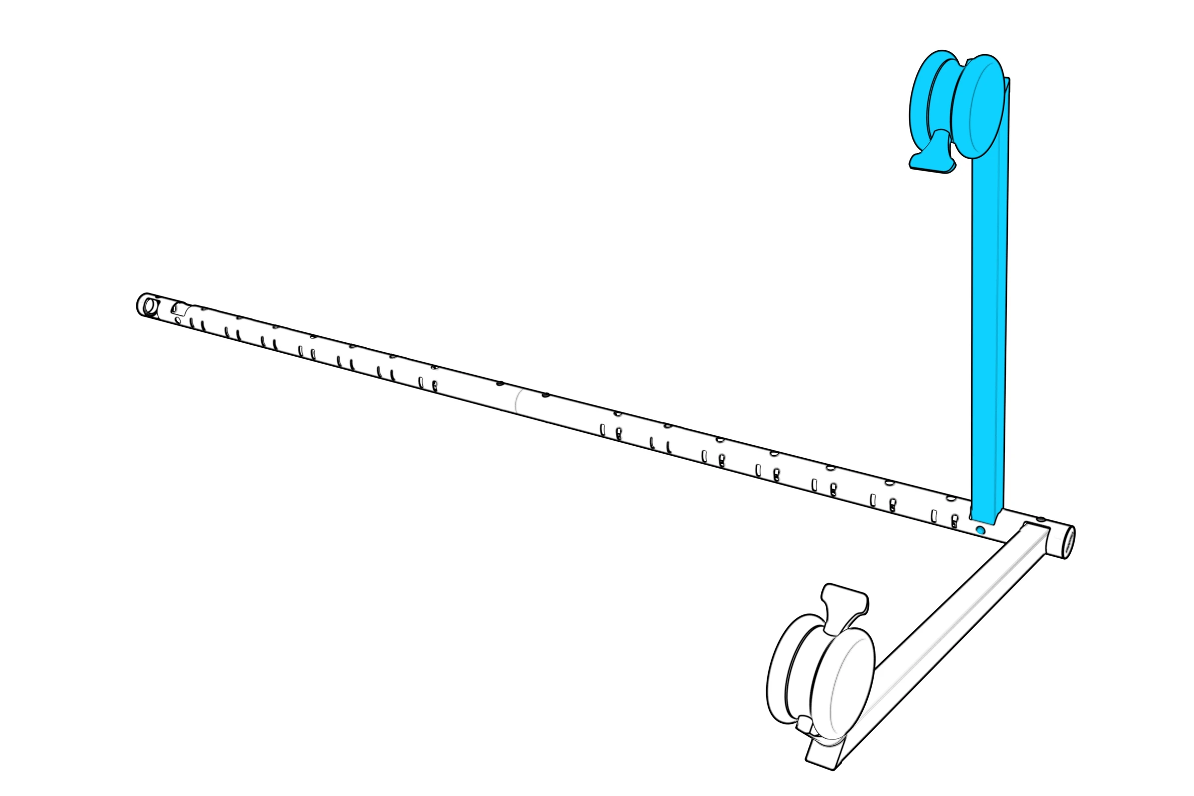 Rear leg entering the beam while the first leg rests on the surface.