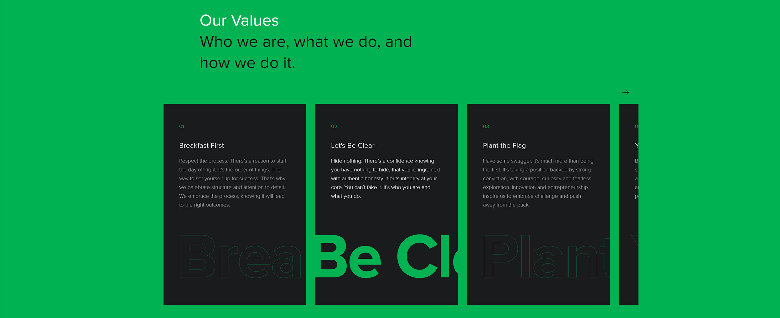 Empower values section.