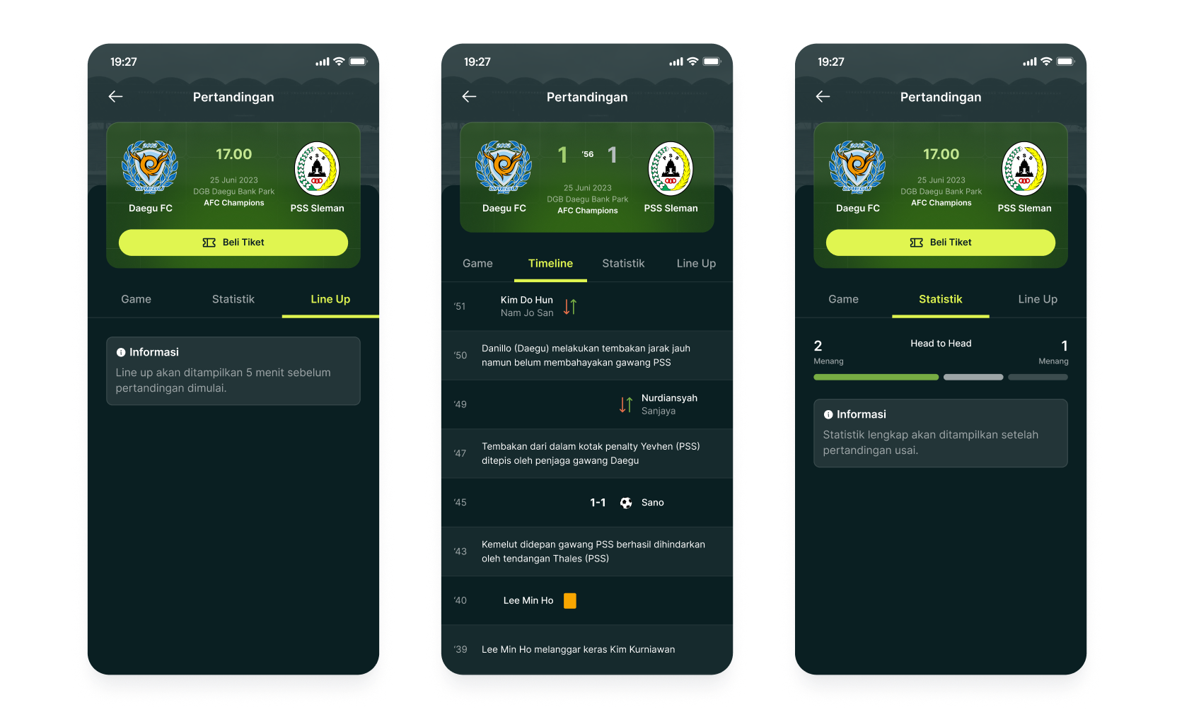 match detail pages