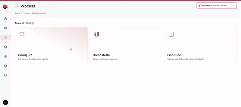 a gif with accessing process to Configure module in AgentFlow