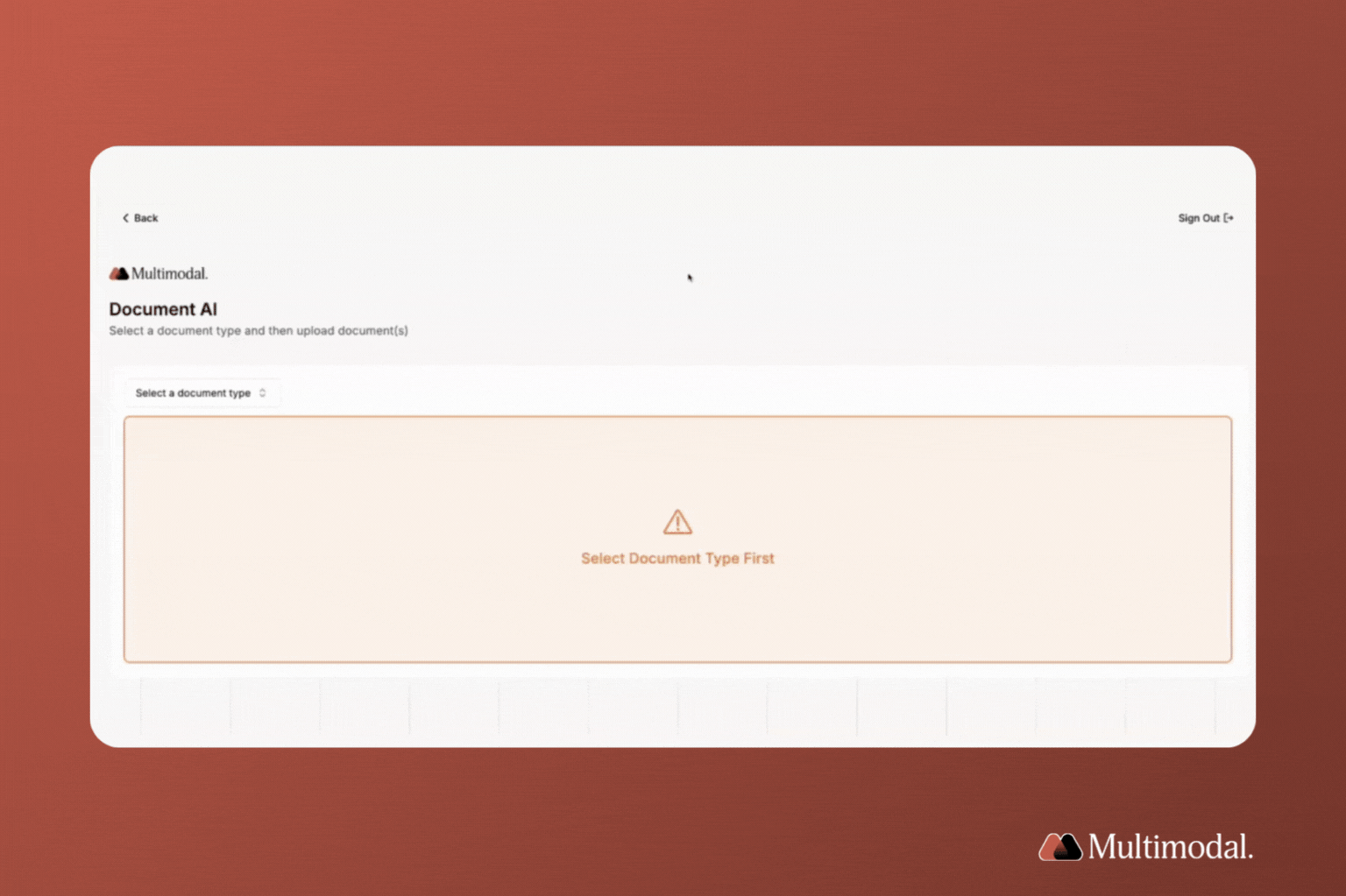 Select a document type and upload it