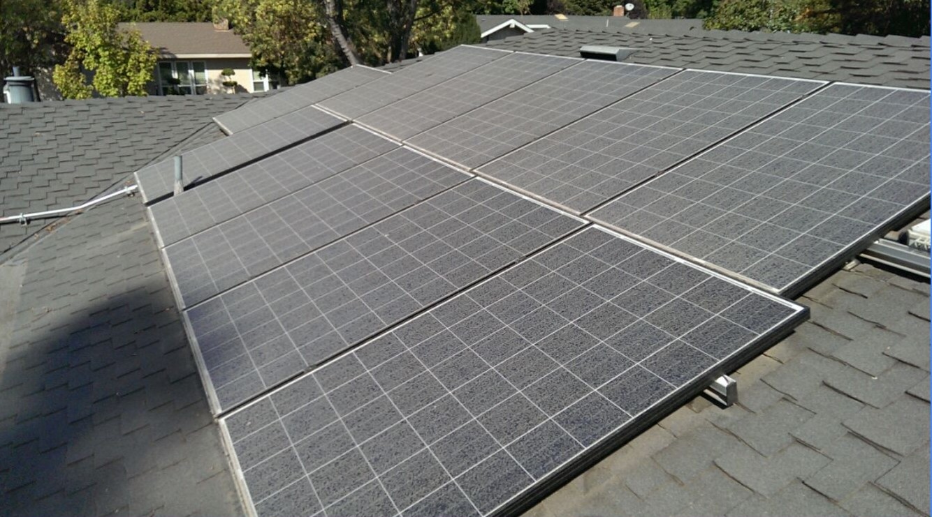Before - Professional solar panel cleaning transformation