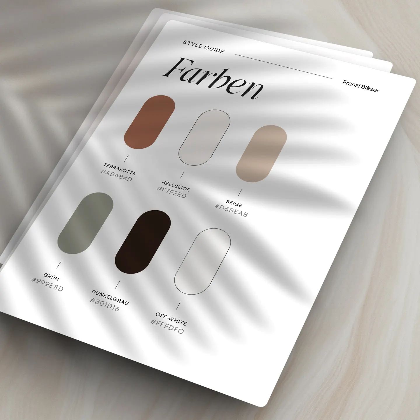 Styleguide für Franziska Bläser mit den sechs Markenfarben