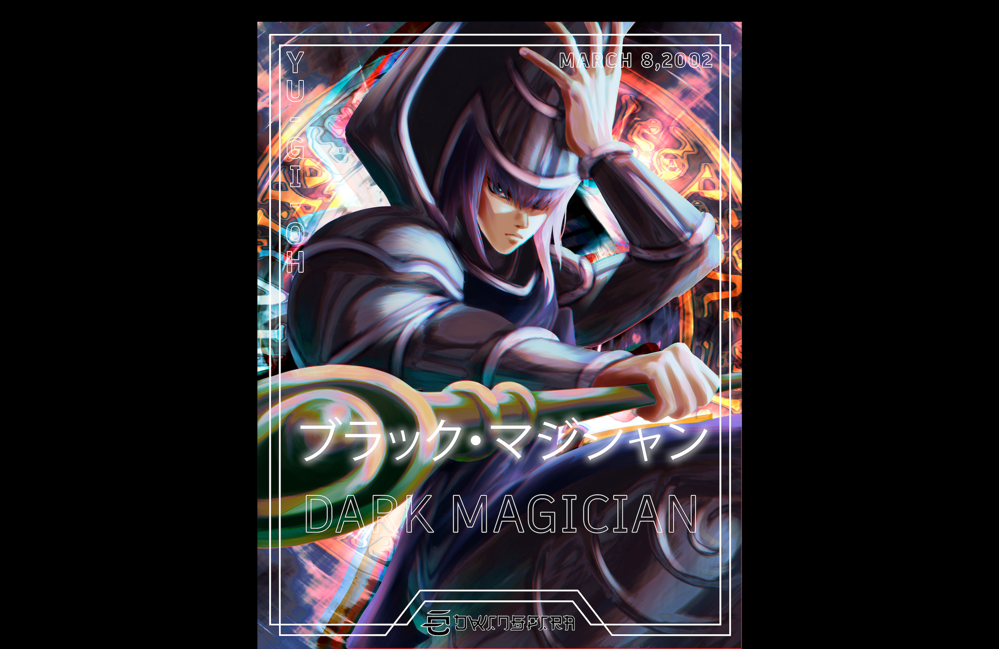 illustration of dark magician of chaos from yugioh
