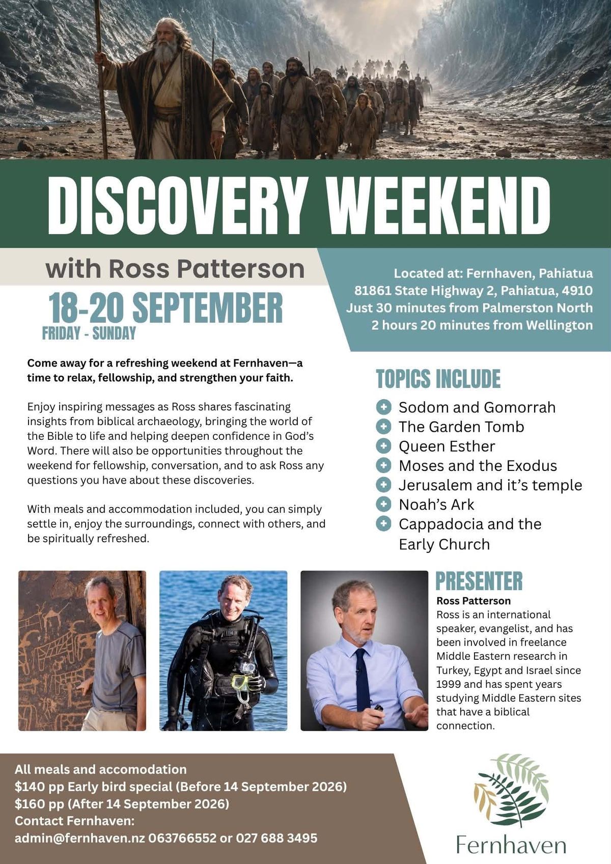 Fernhaven Discovery Weekend with Ross Patterson flyer