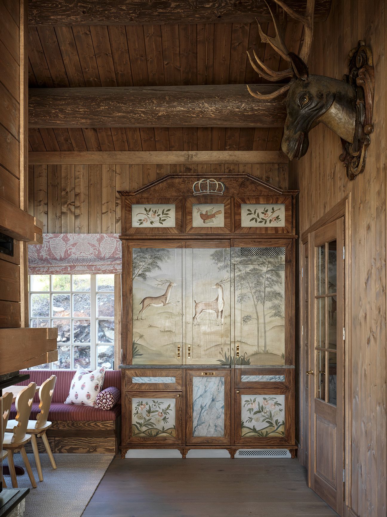 Hand painted wood cabinet