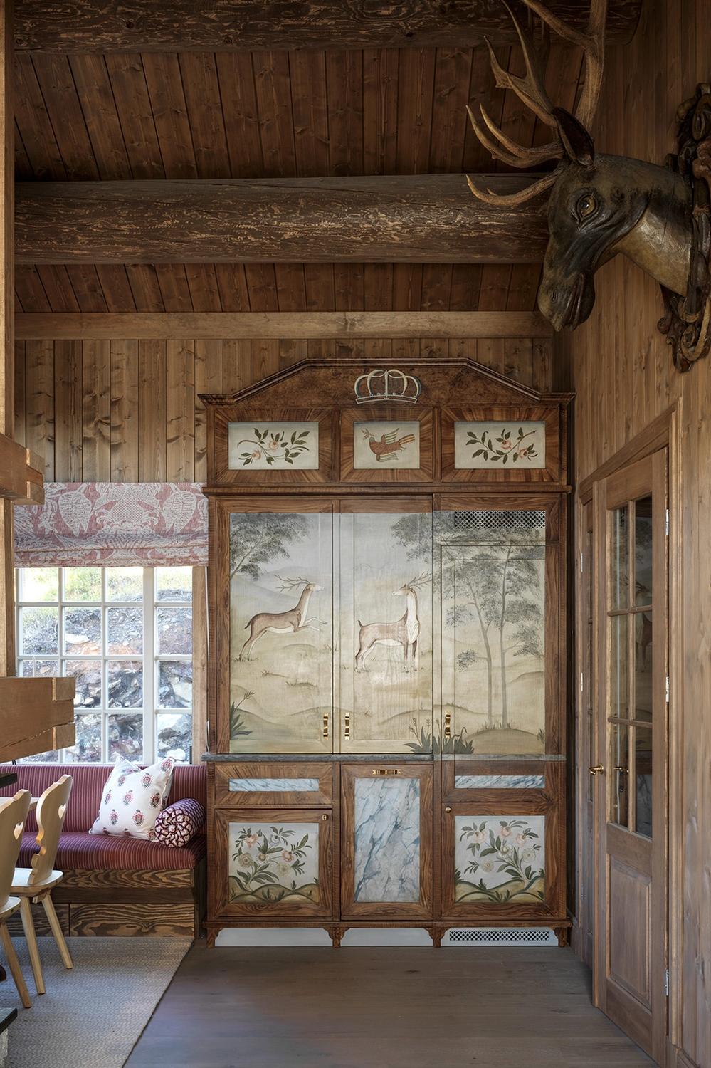 Hand painted wood cabinet