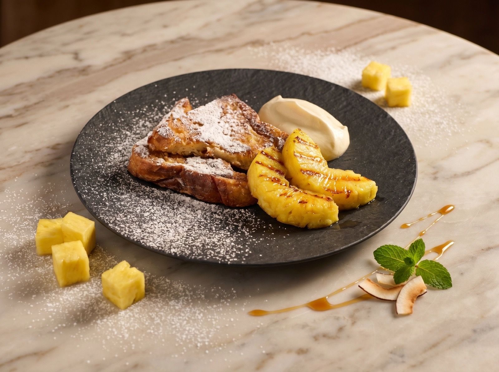 Wentelteefjes met gegrilde ananas
