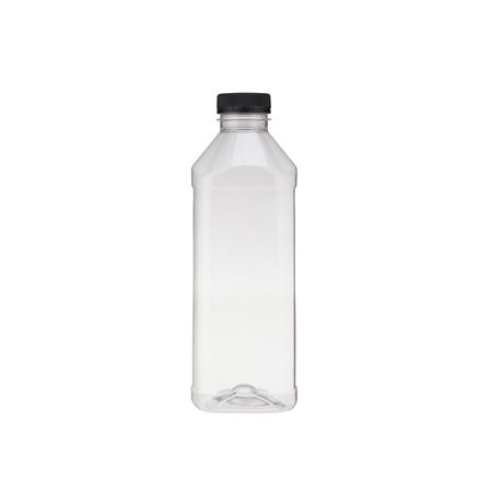 Plastic Square Bottle 1000ml + Black Cap