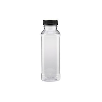 Plastic Square Bottle 330ml + Black Cap