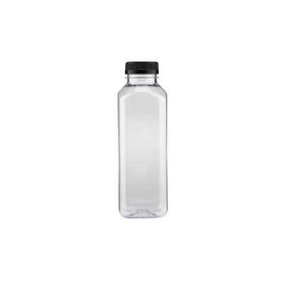 Plastic Square Bottle 500ml + Black Cap