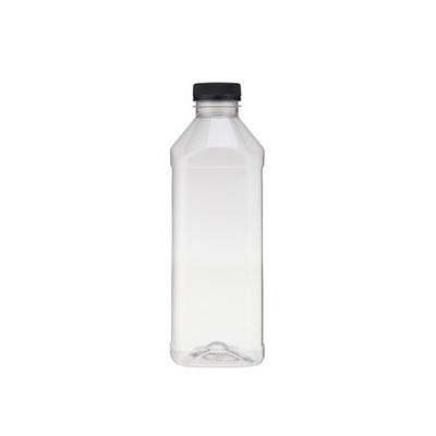 Plastic Square Bottle 1000ml + Black Cap