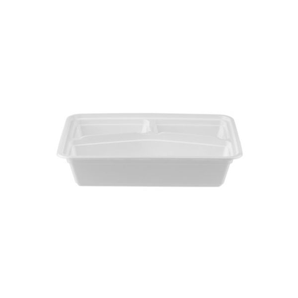 White Base Rectangular Multi-compartment Container 3 Compartment