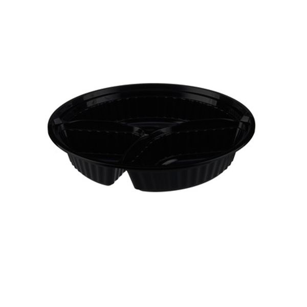 3 Compartment Black HD Round Container 48oz