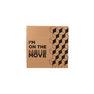 Corrugated Cardboard Carton Box - IM ON THE MOVE - 400 X 400 X 400MM - 5 Ply Brown - BC Flute