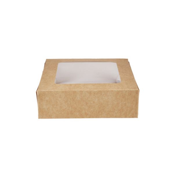 Kraft Square Salad Box+Window 125X125MM